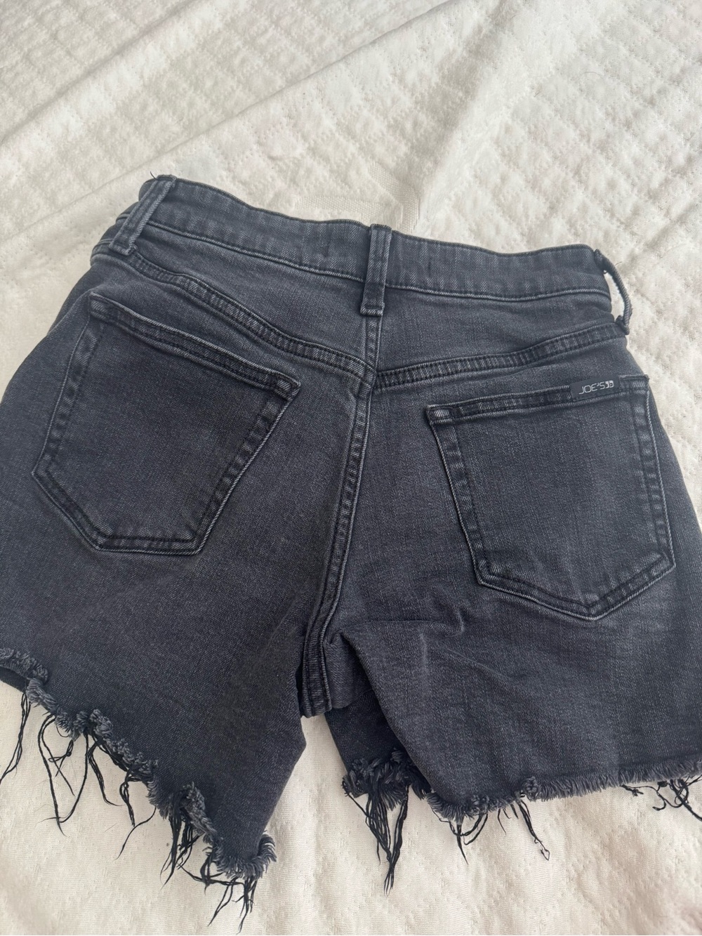 Joe's Jeans Black High-Rise Frayed Denim Shorts - Picture 4 of 4